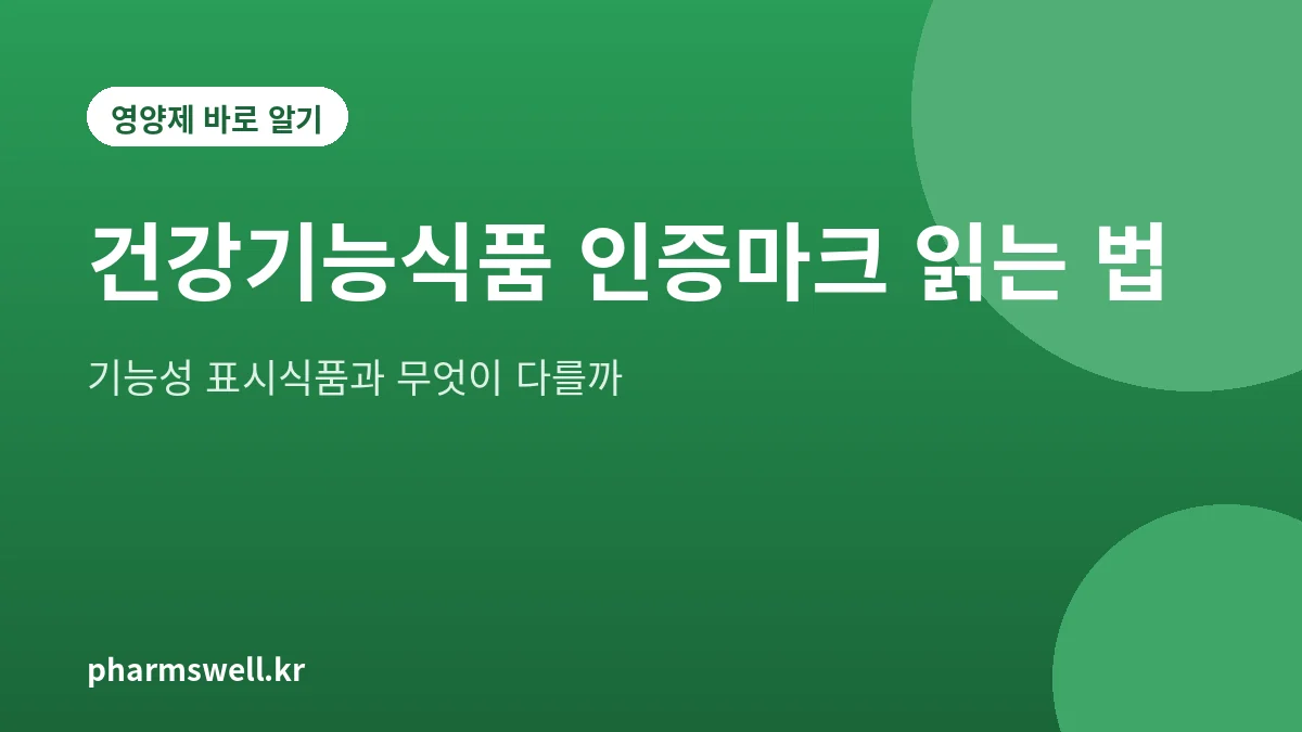 건강기능식품 인증마크와 기능성 표시 문구를 확인하는 방법을 정리한 대표 그림