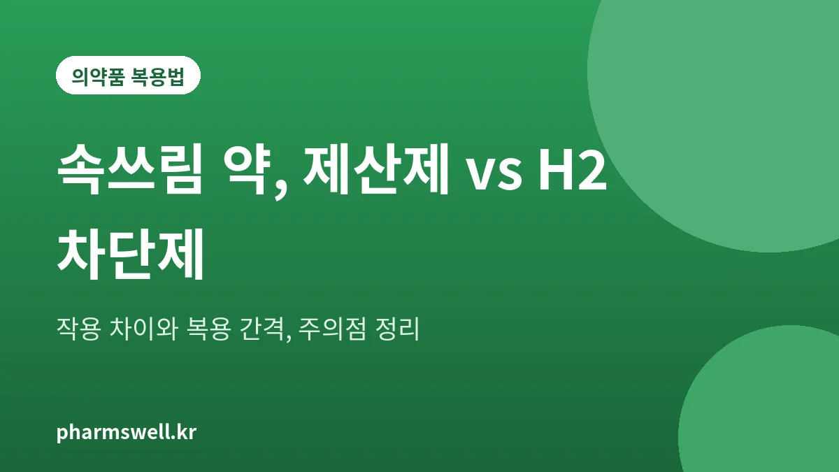 속쓰림 약인 제산제와 H2 차단제의 차이를 정리한 대표 그림