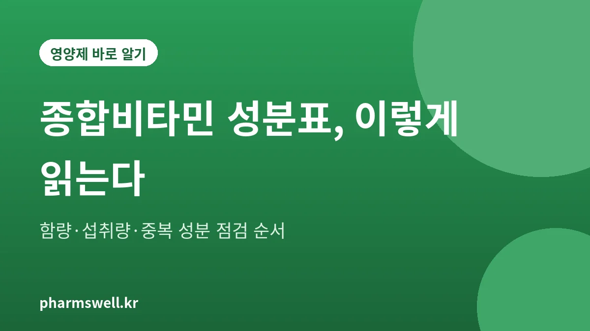 종합비타민 성분표 읽는 법과 중복 섭취 점검을 설명하는 대표 그림