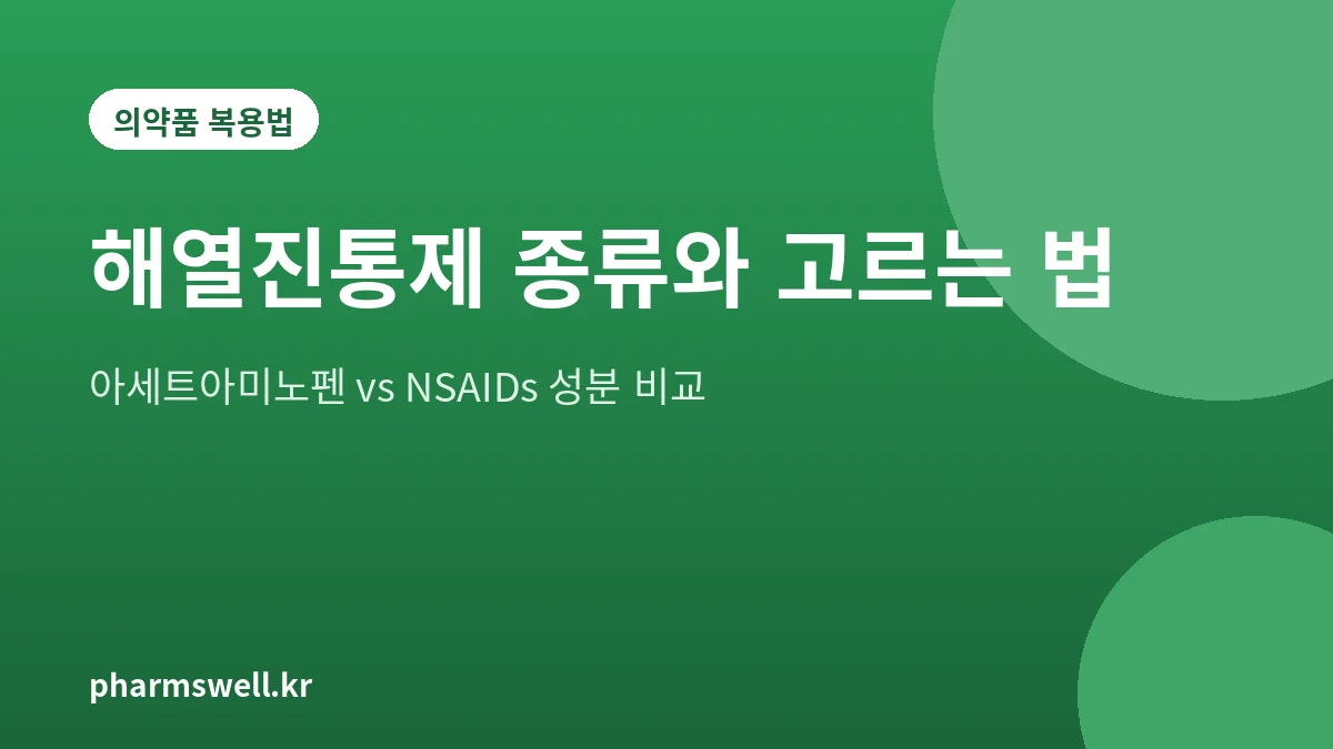 아세트아미노펜과 이부프로펜·덱시부프로펜·나프록센 등 해열진통제 성분 계열을 비교한 대표 그림